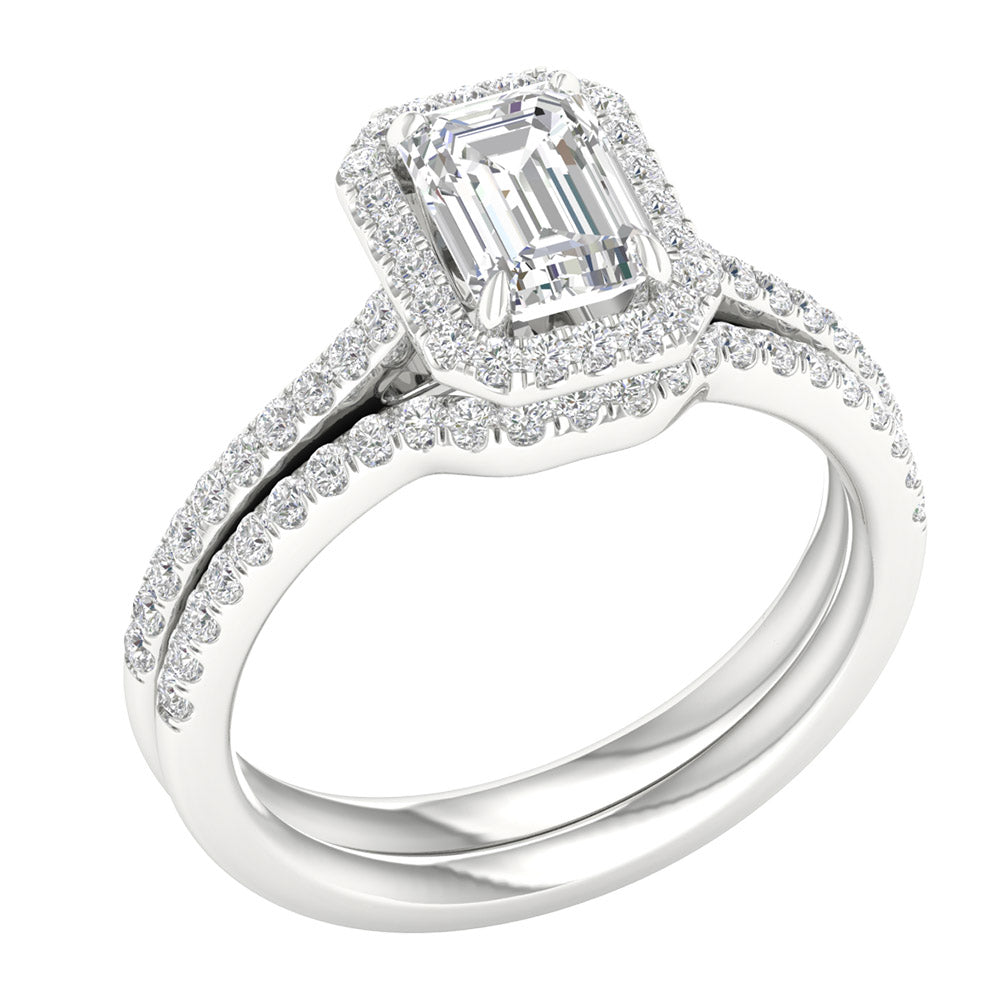 14k White Gold 1.45CT Lab Grown Diamond Bridal Set Elegance