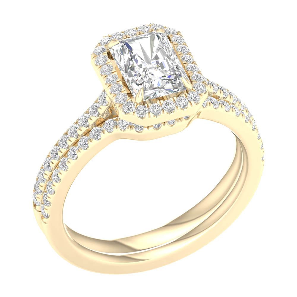 14K Yellow Gold 1.65CT Lab Grown Diamond Bridal Ring