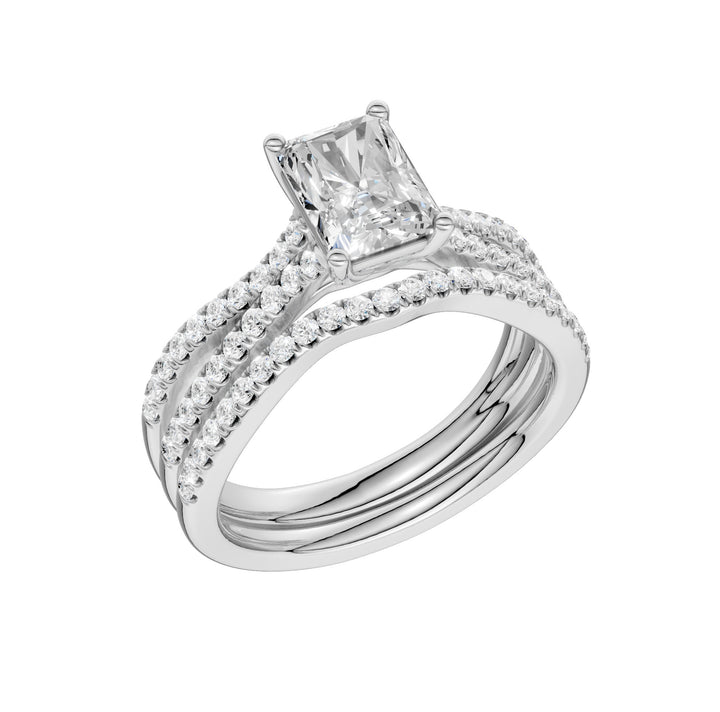 14k White Gold 1.40ct Lab Diamond Bridal Ring Set