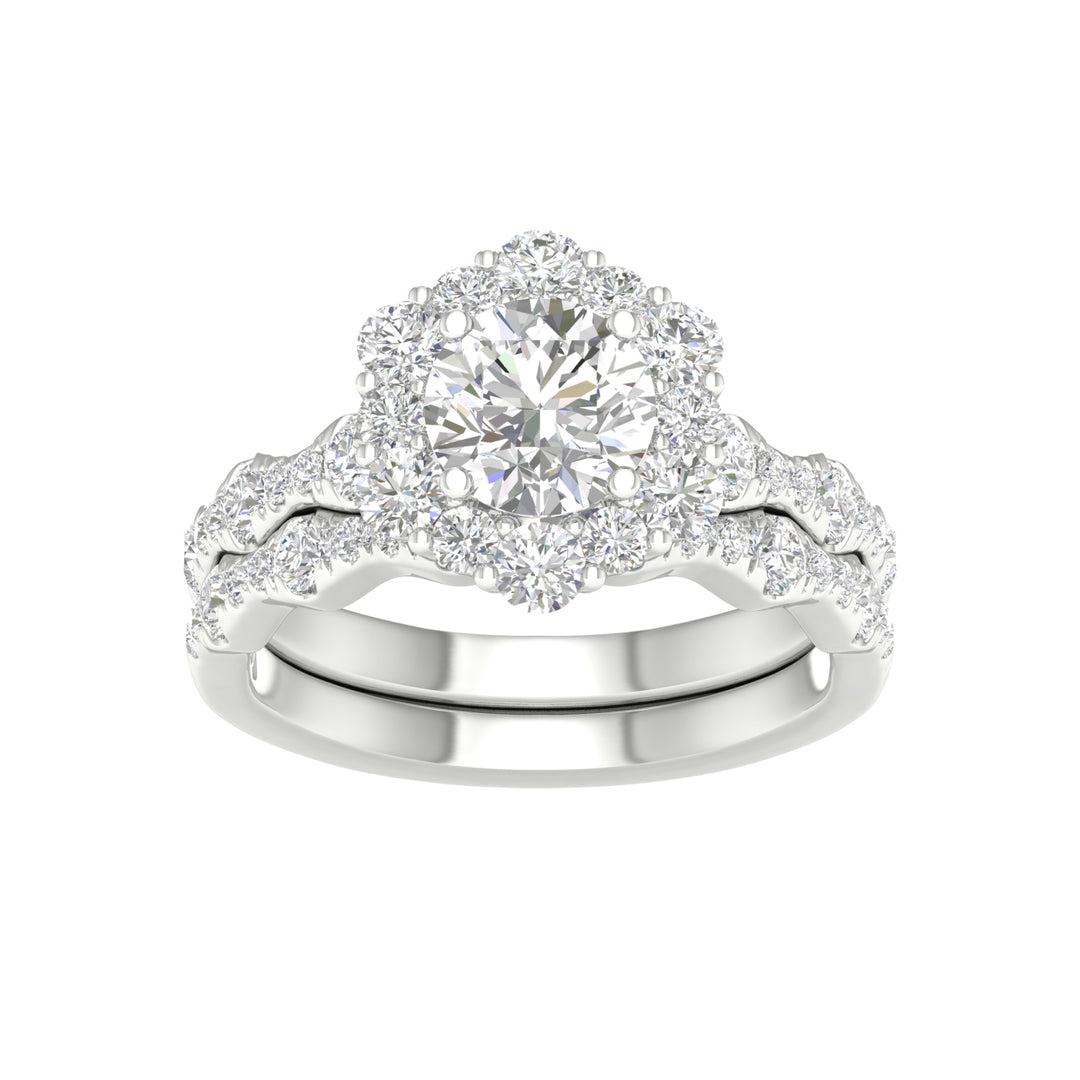 14k White Gold 2.25CT Lab Diamond Bridal Ring Set
