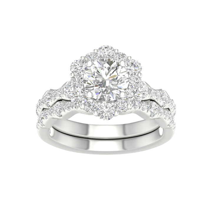 14k White Gold 2.25CT Lab Diamond Bridal Ring Set