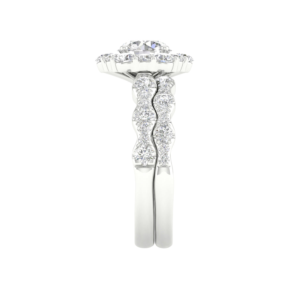14k White Gold 2.25CT Lab Diamond Bridal Ring Set