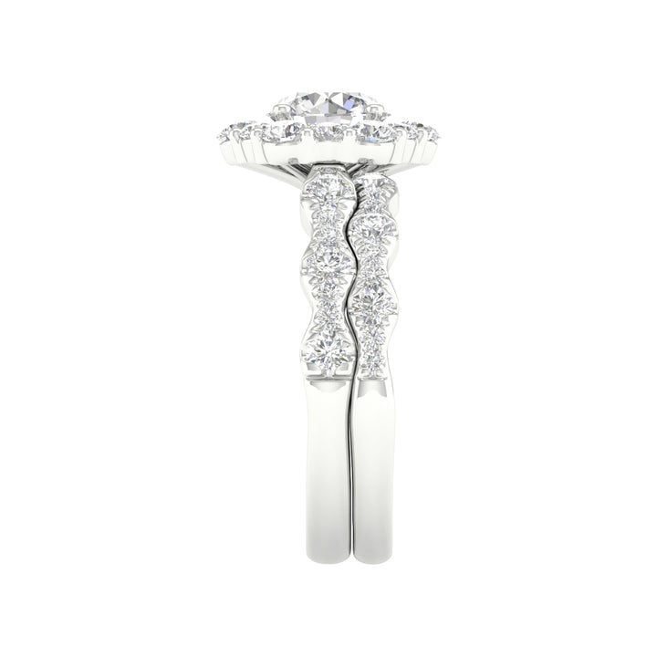 14k White Gold 2.25CT Lab Diamond Bridal Ring Set
