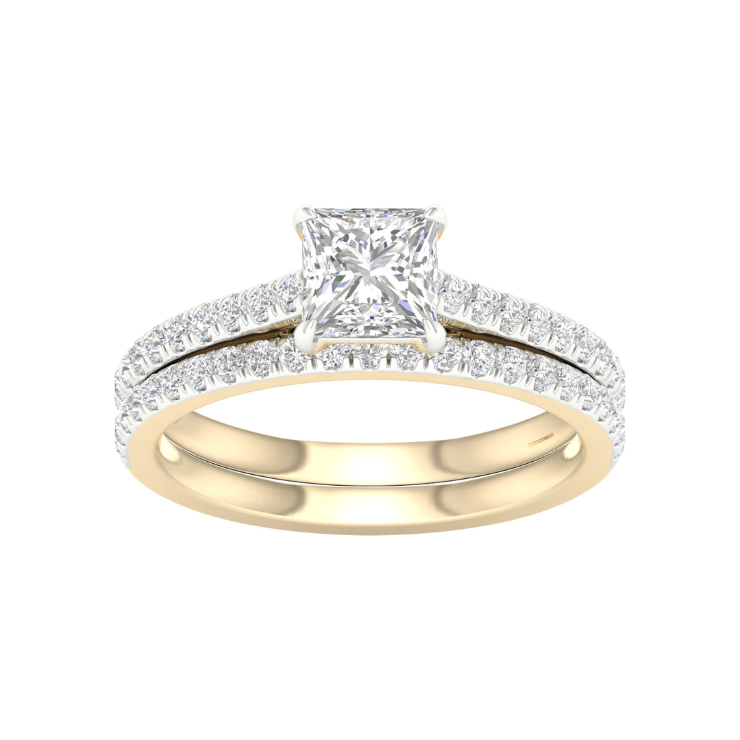 14K Yellow Gold 1.50CT Lab Grown Diamond Bridal Ring Set