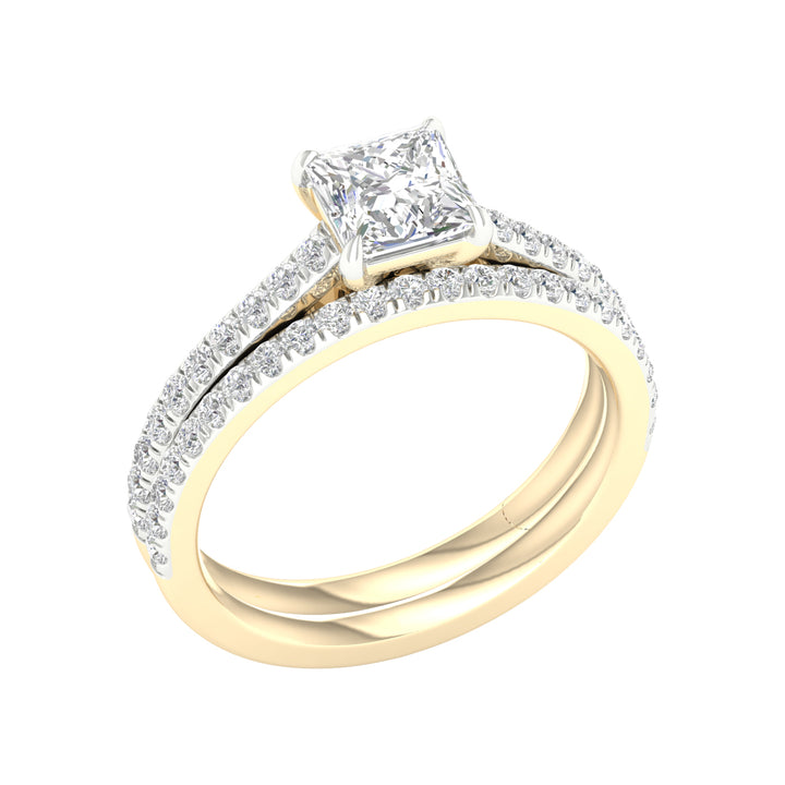 14K Yellow Gold 1.50CT Lab Grown Diamond Bridal Ring Set