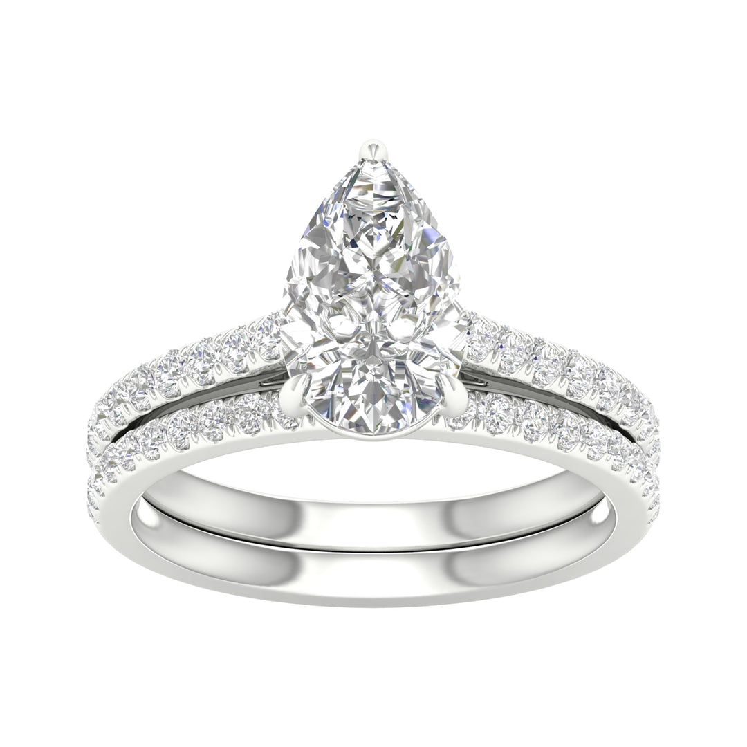 14k White Gold 2.40CT Lab Diamond Bridal Ensemble