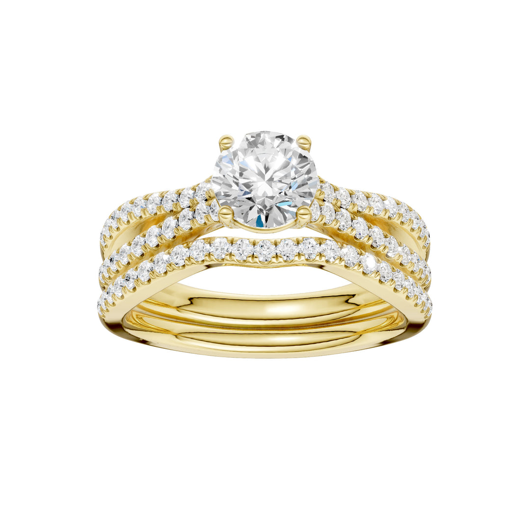 14K Yellow Gold 1.40CT Lab Diamond Bridal Ring Set