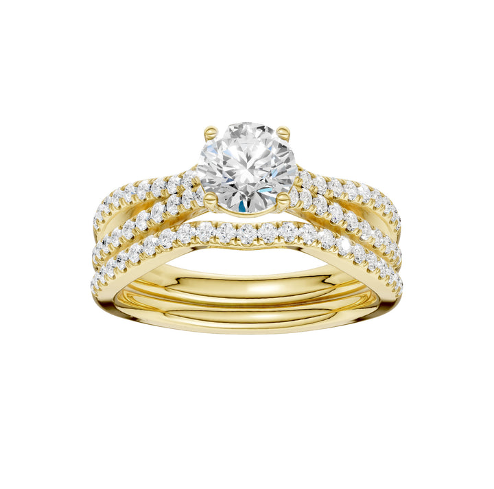 14K Yellow Gold 1.40CT Lab Diamond Bridal Ring Set