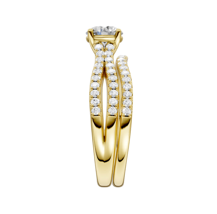 14K Yellow Gold 1.40CT Lab Diamond Bridal Ring Set