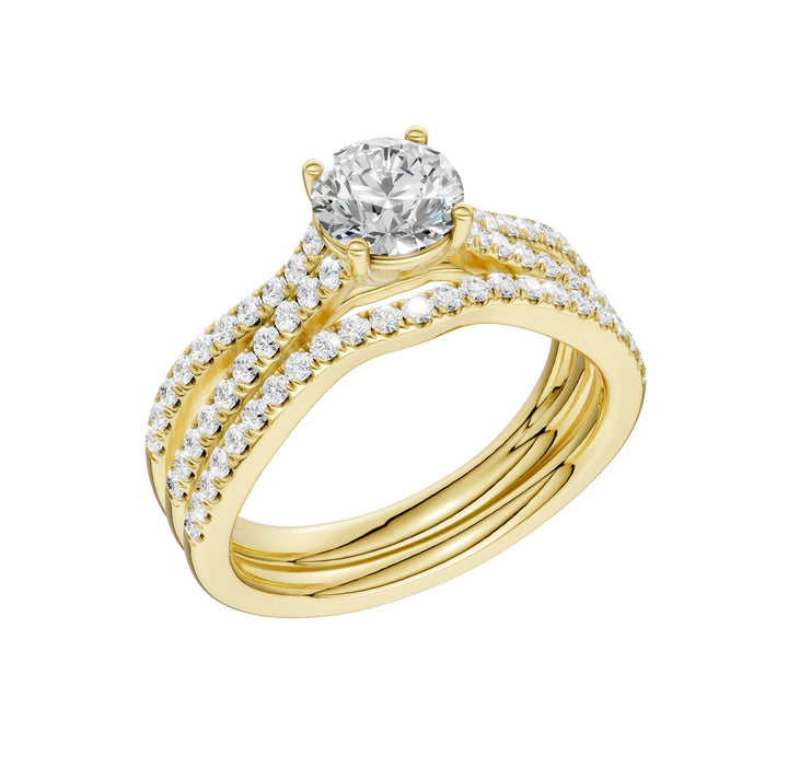 14K Yellow Gold 1.40CT Lab Diamond Bridal Ring Set