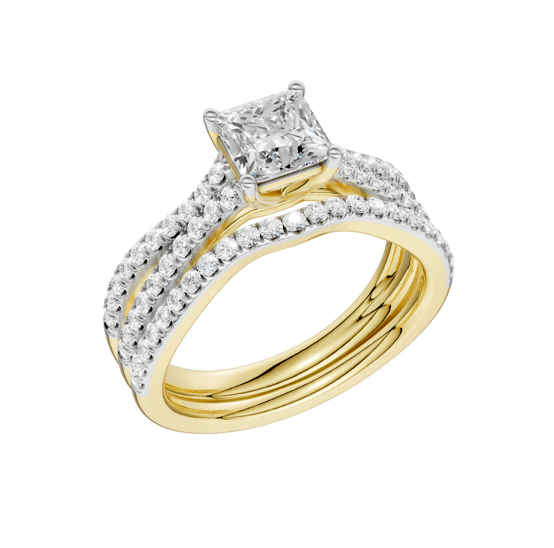 14K Yellow Gold 1.40CT Lab Grown Diamond Bridal Set