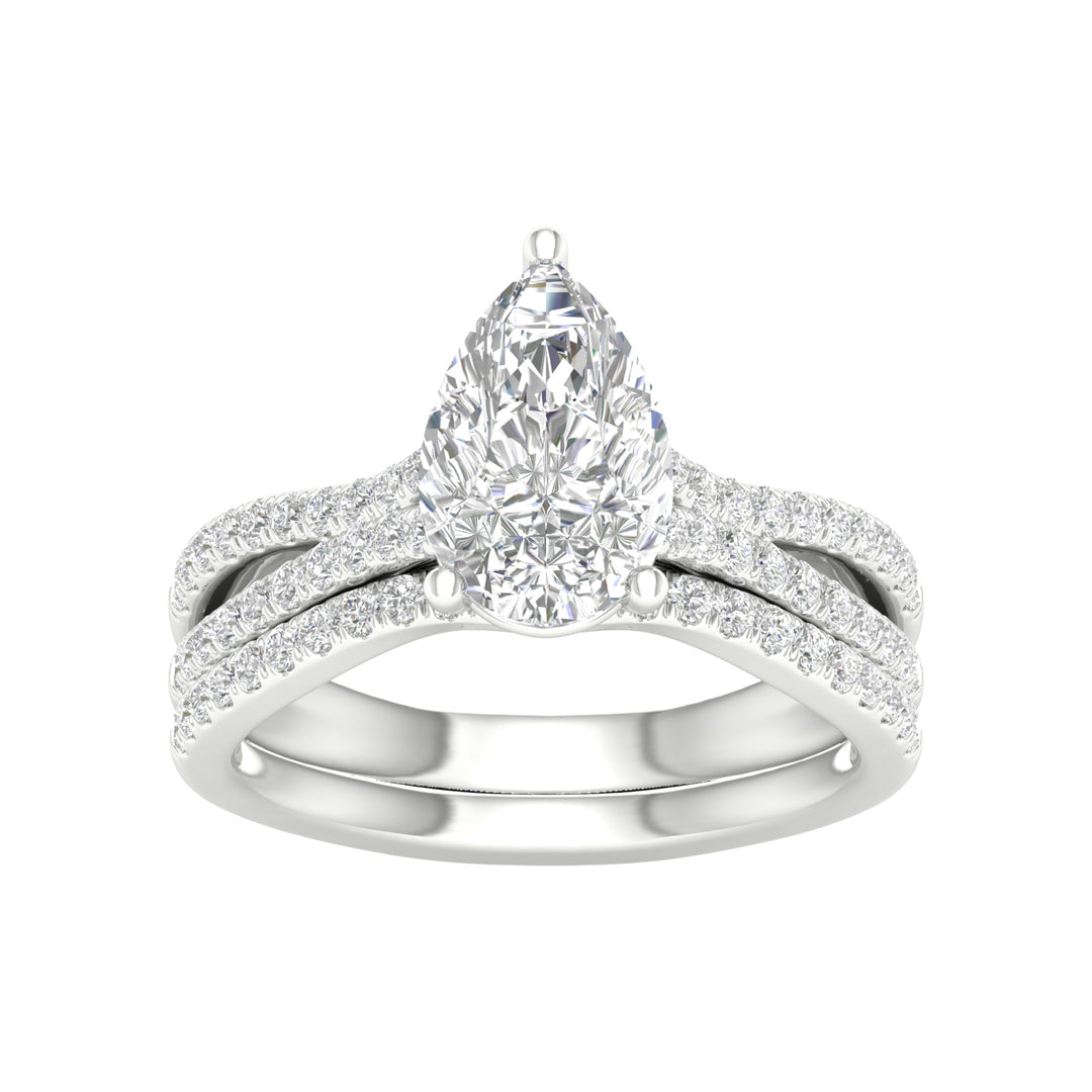 14K White Gold 2.40CT Lab Diamond Bridal Ring Set