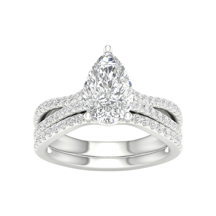 14K White Gold 2.40CT Lab Diamond Bridal Ring Set