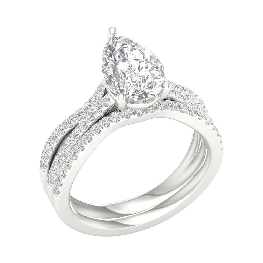 14K White Gold 2.40CT Lab Diamond Bridal Ring Set