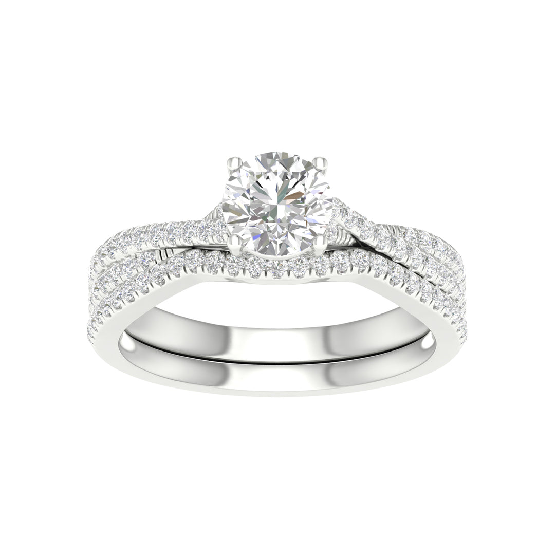 14k White Gold 1.40CT Lab Diamond Bridal Ring Set