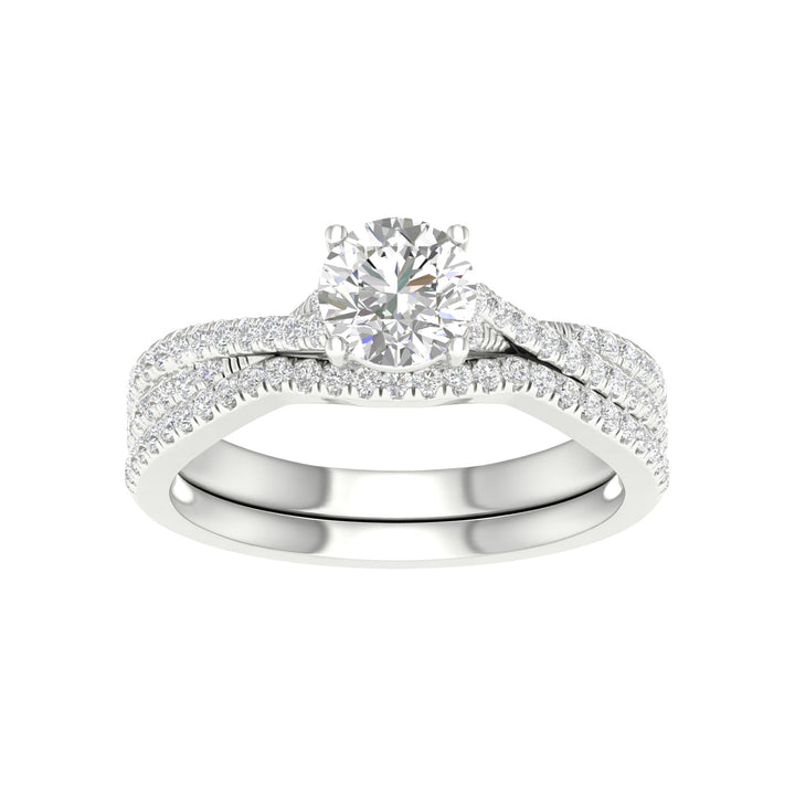14k White Gold 1.40CT Lab Diamond Bridal Ring Set