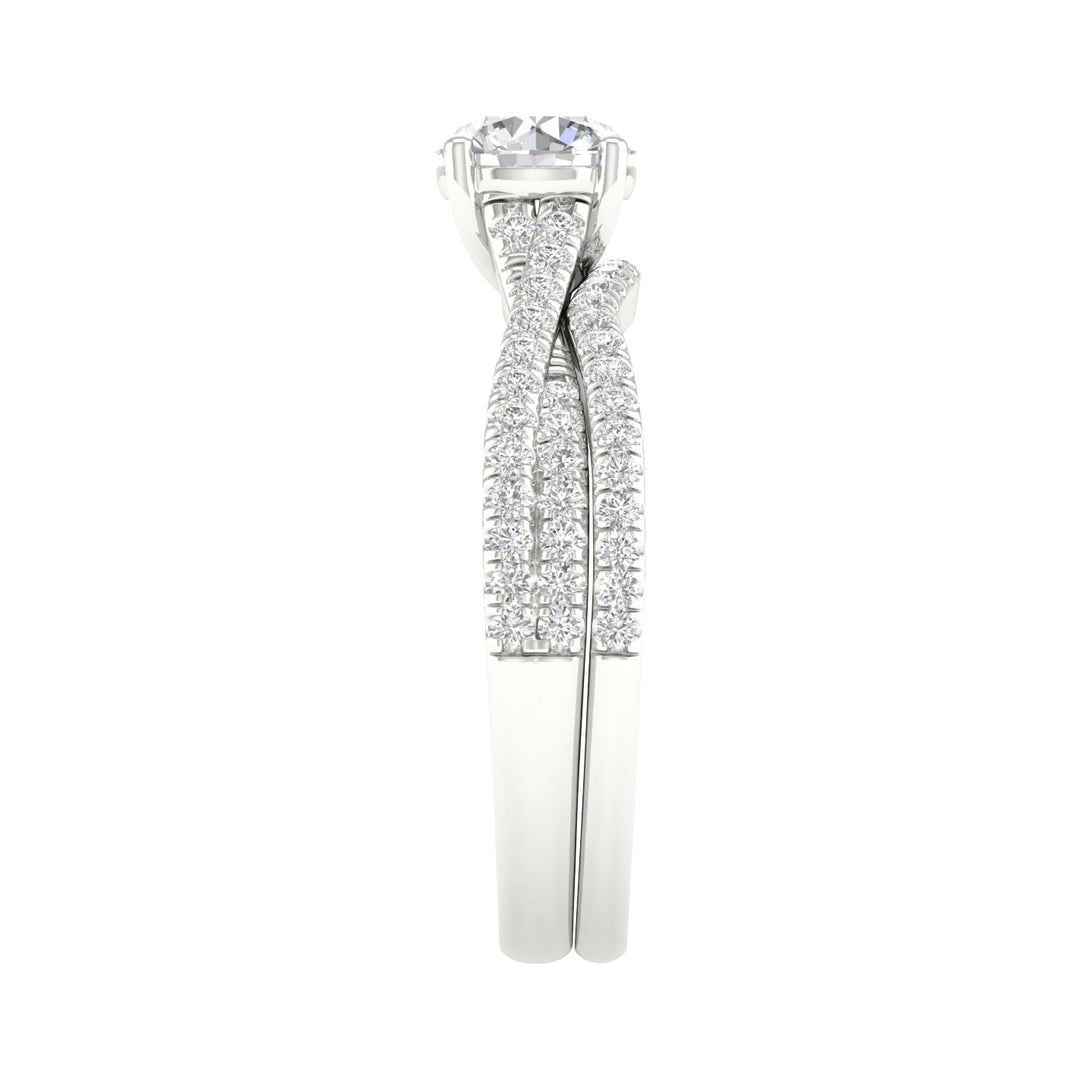 14k White Gold 1.40CT Lab Diamond Bridal Ring Set