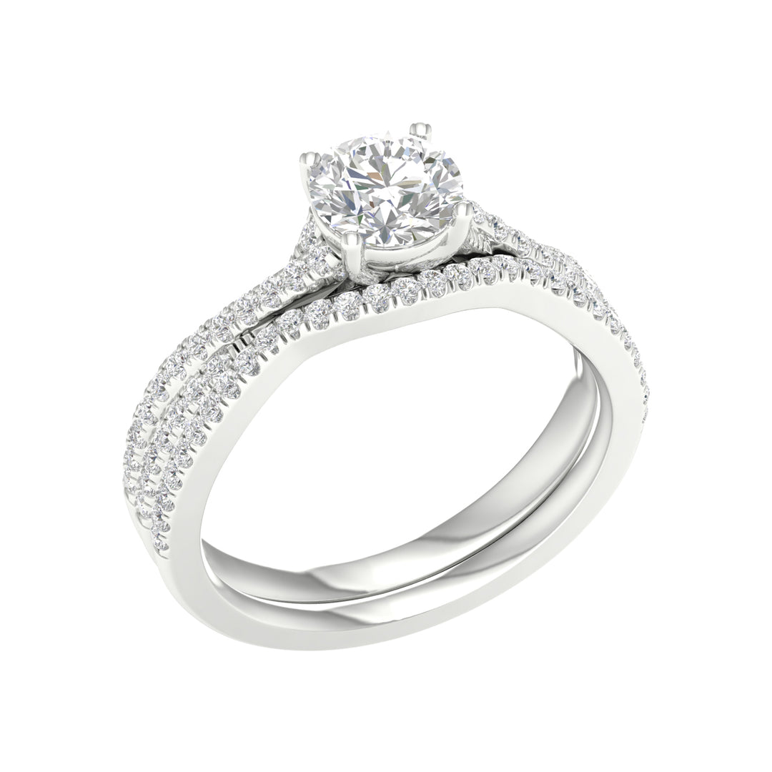 14k White Gold 1.40CT Lab Diamond Bridal Ring Set