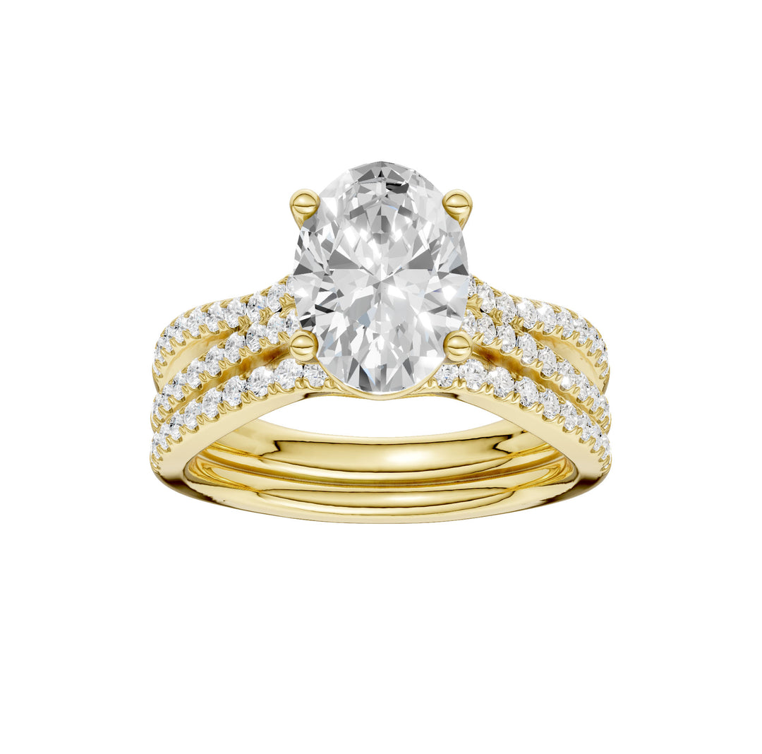 14K Yellow Gold 1.40CT Lab Diamond Bridal Ring Set