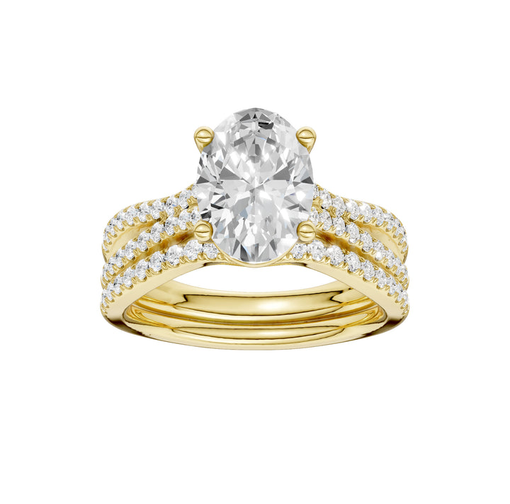 14K Yellow Gold 1.40CT Lab Diamond Bridal Ring Set