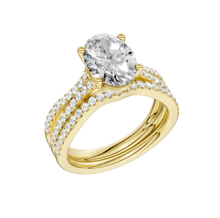 14K Yellow Gold 1.40CT Lab Diamond Bridal Ring Set