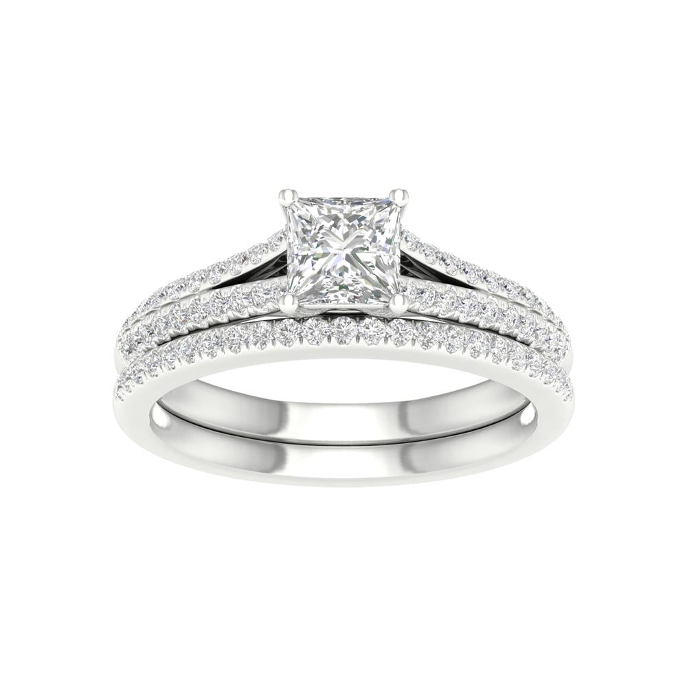 Brilliant 14K White Gold Lab Diamond Bridal Ring Set