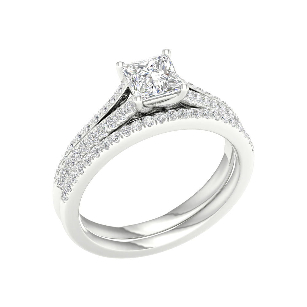 Brilliant 14K White Gold Lab Diamond Bridal Ring Set