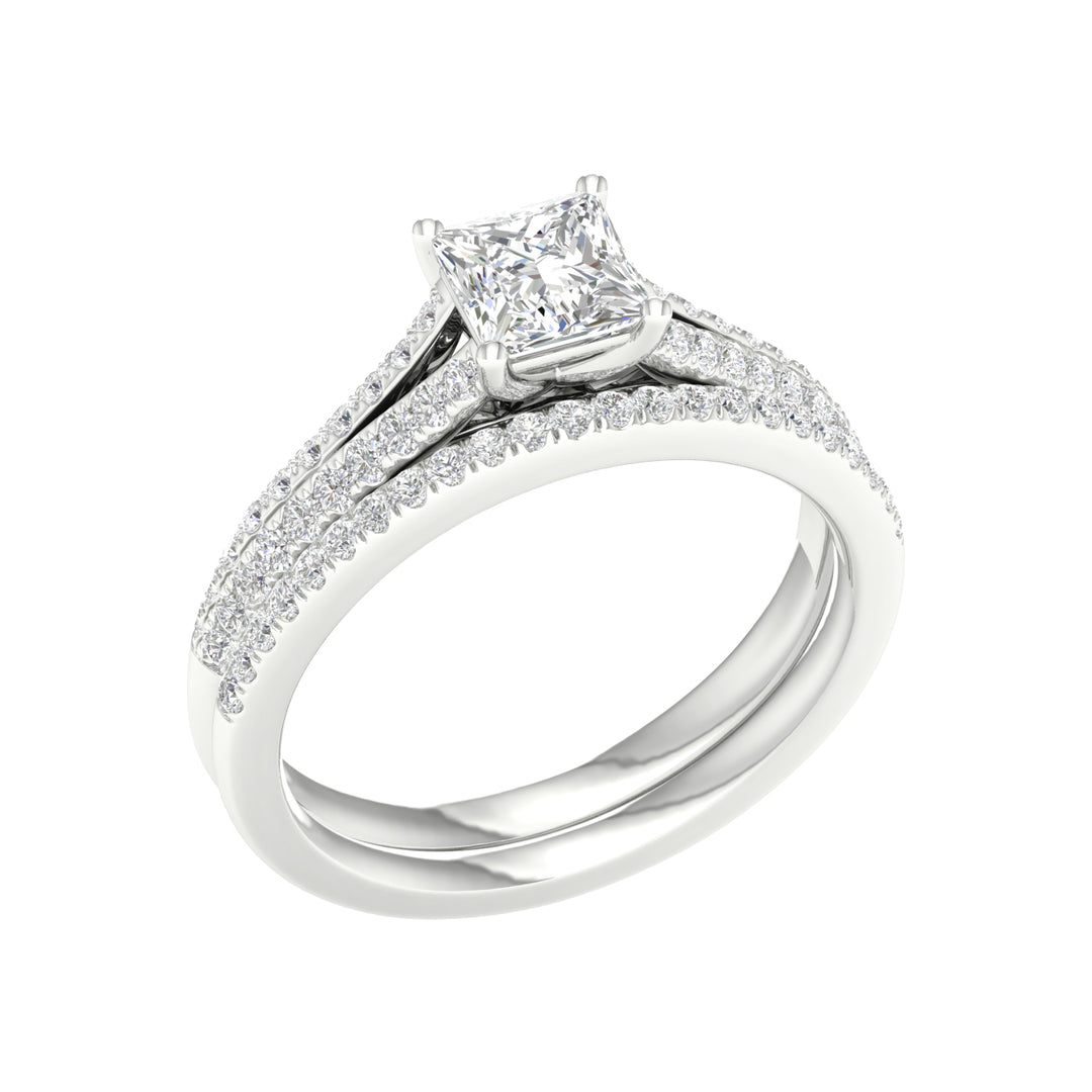 Brilliant 14K White Gold Lab Diamond Bridal Ring Set