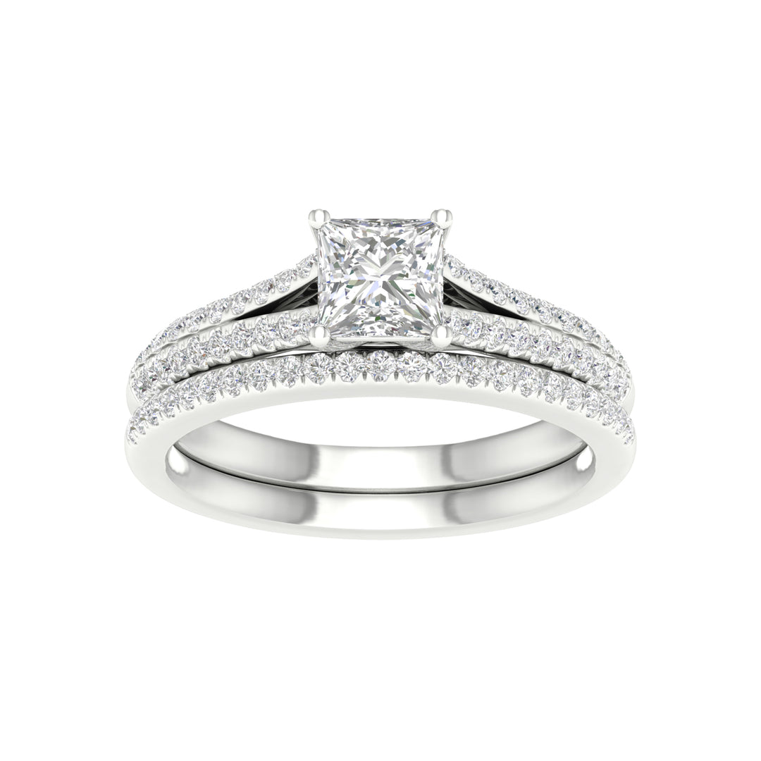 Brilliant 14K White Gold Lab Diamond Bridal Ring Set