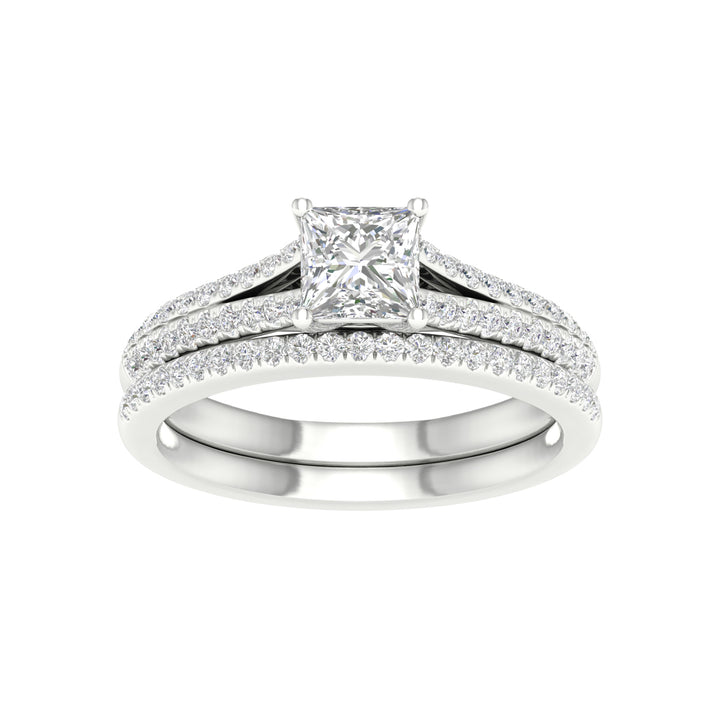 Brilliant 14K White Gold Lab Diamond Bridal Ring Set