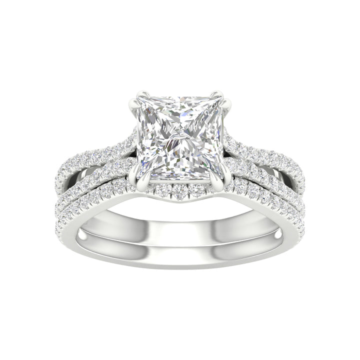 14k White Gold 2.50CT Lab Grown Diamond Bridal Ring Set
