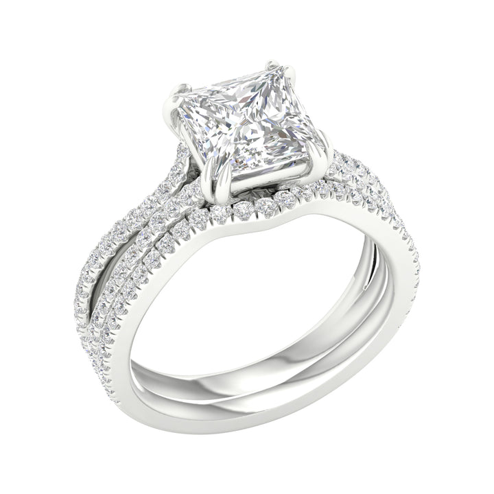 14k White Gold 2.50CT Lab Grown Diamond Bridal Ring Set