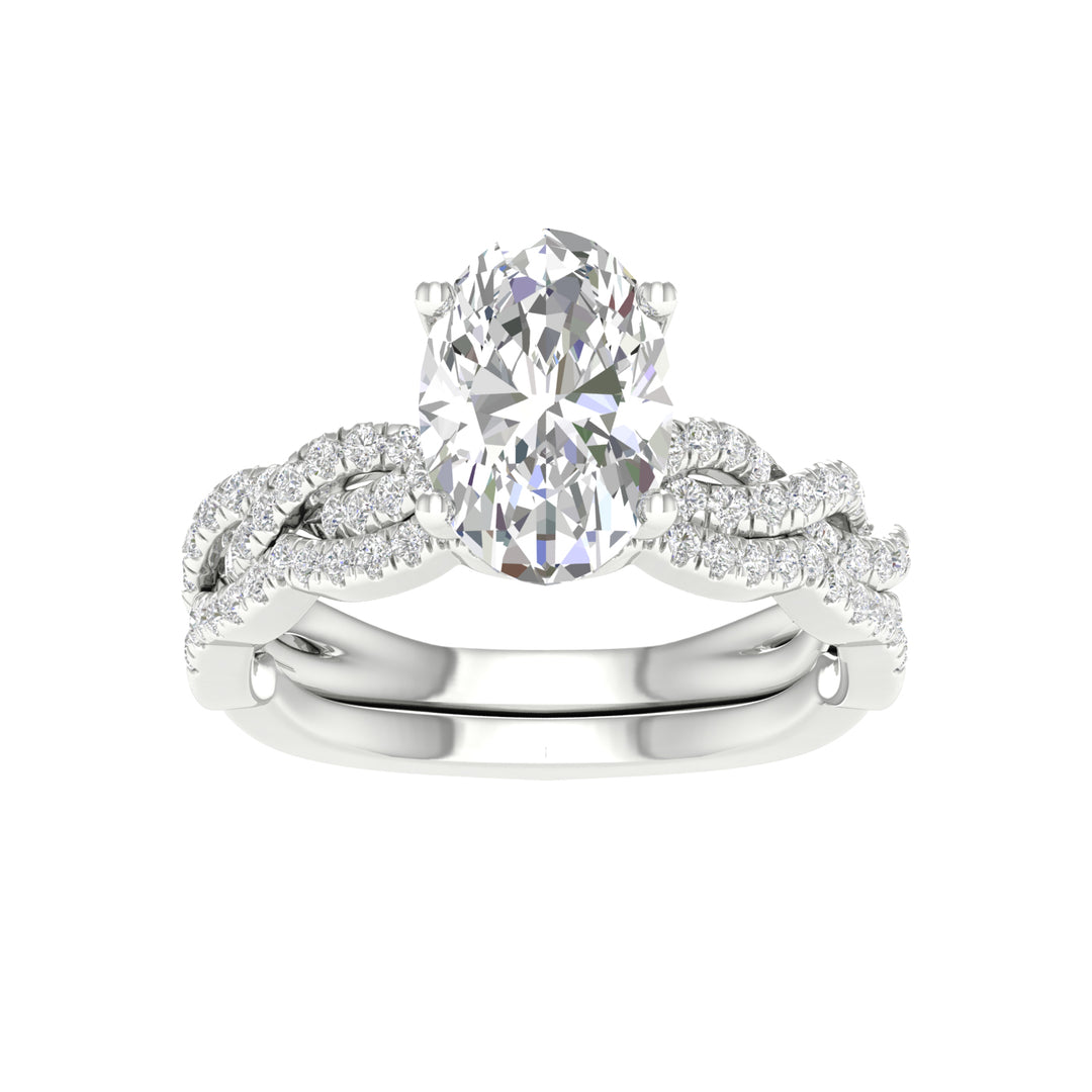 14k White Gold 2.40CT Lab Diamond Bridal Ring Set