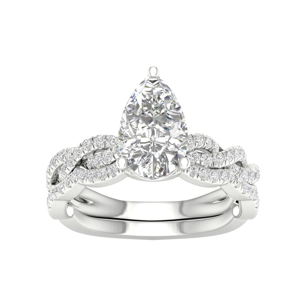 14k White Gold 2.40CT Lab Diamond Bridal Ring Set