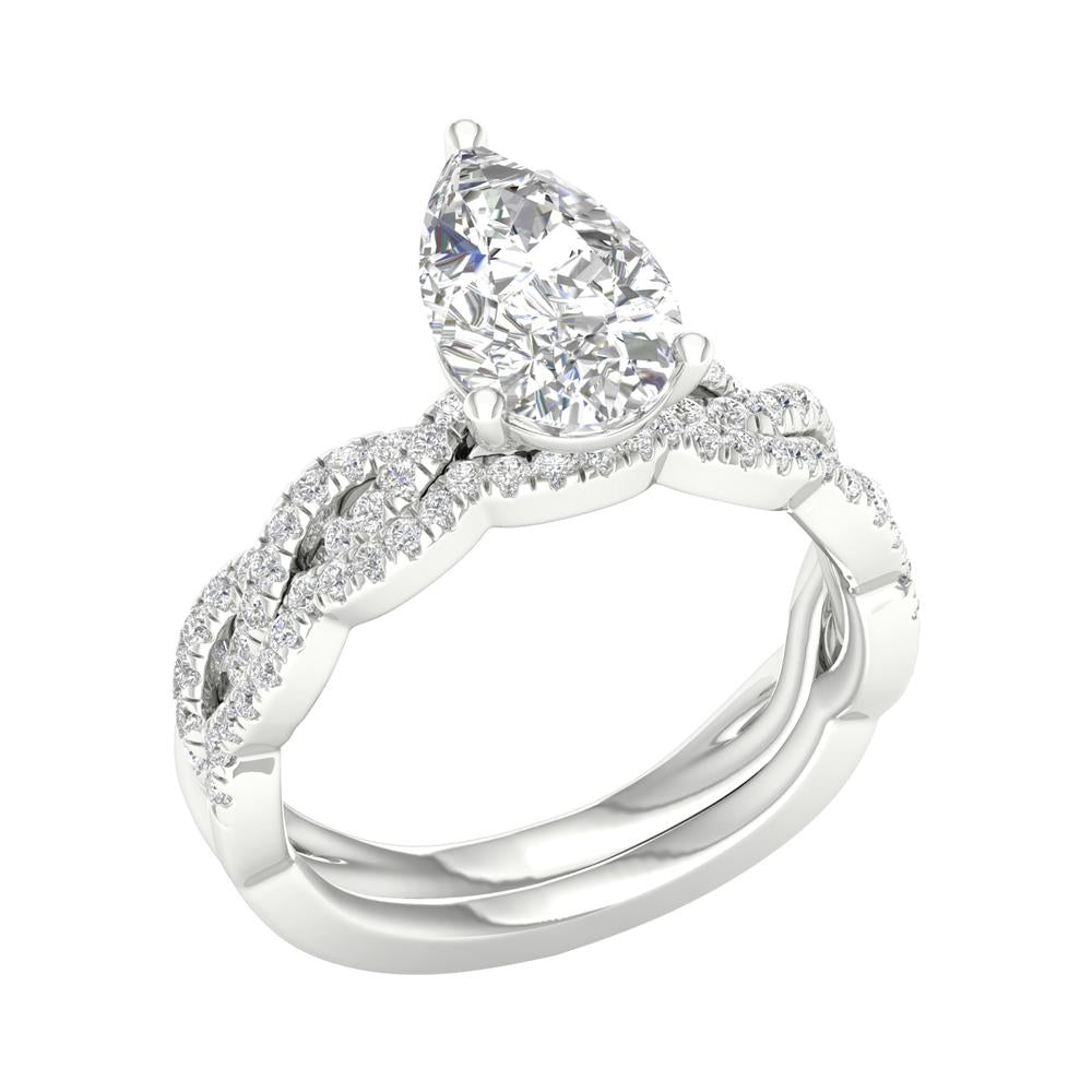 14k White Gold 2.40CT Lab Diamond Bridal Ring Set