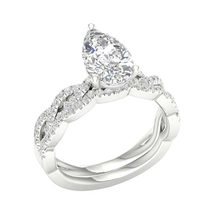 14k White Gold 2.40CT Lab Diamond Bridal Ring Set