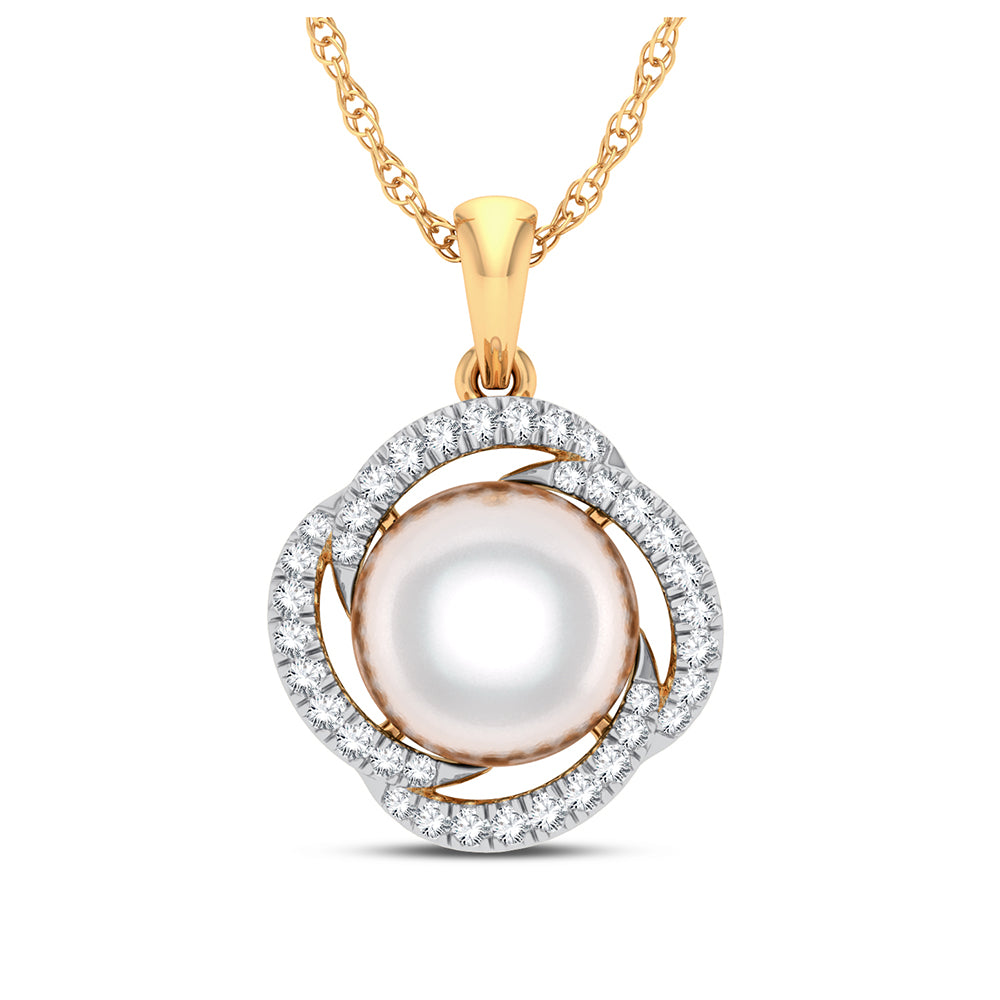 14K 0.20CT DIAMOND PEARL PENDANT