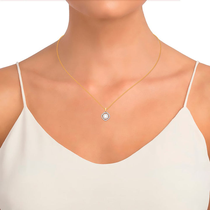 14K 0.20CT DIAMOND PEARL PENDANT
