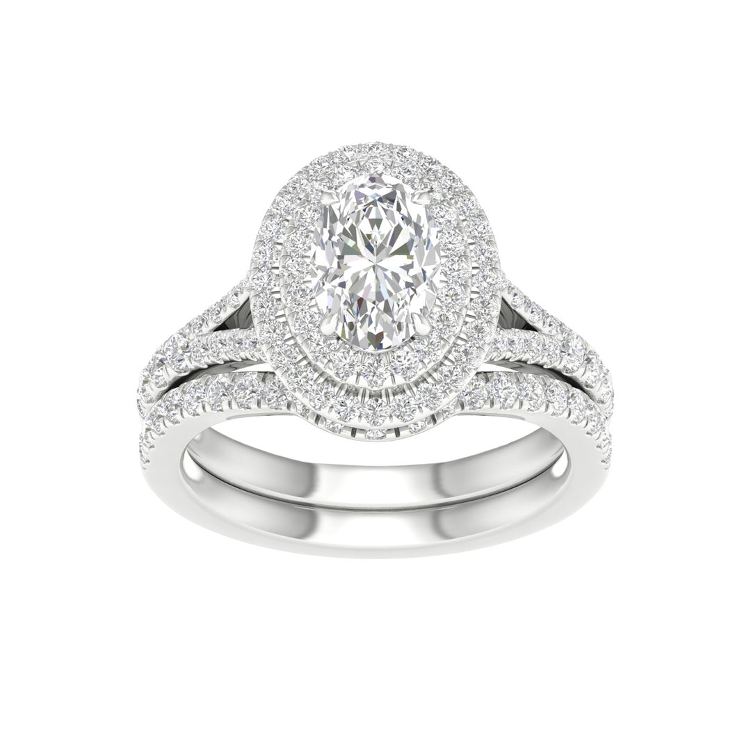 14K White Gold 1.75CT Lab Diamond Bridal Ring Set