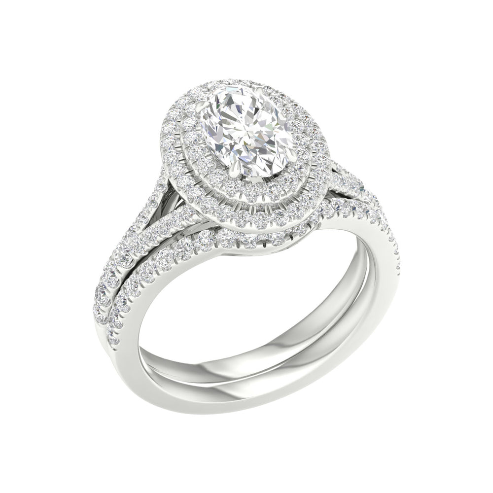 14K White Gold 1.75CT Lab Diamond Bridal Ring Set