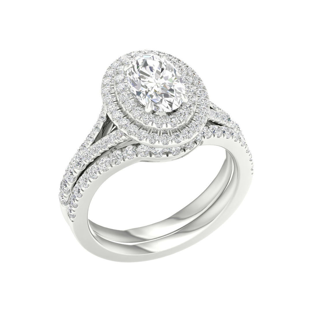 14K White Gold 1.75CT Lab Diamond Bridal Ring Set
