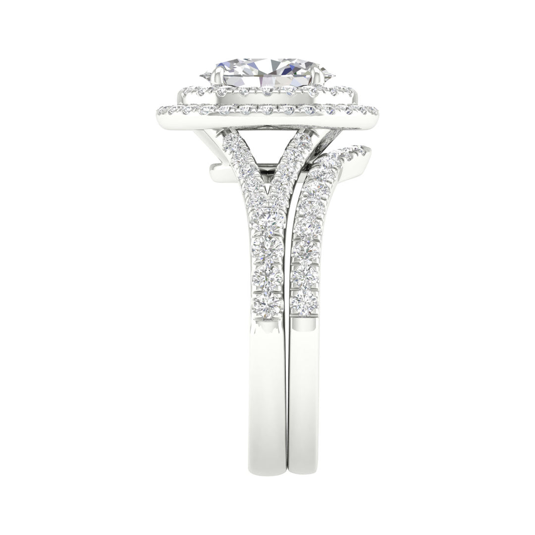 14K White Gold 1.75CT Lab Diamond Bridal Ring Set