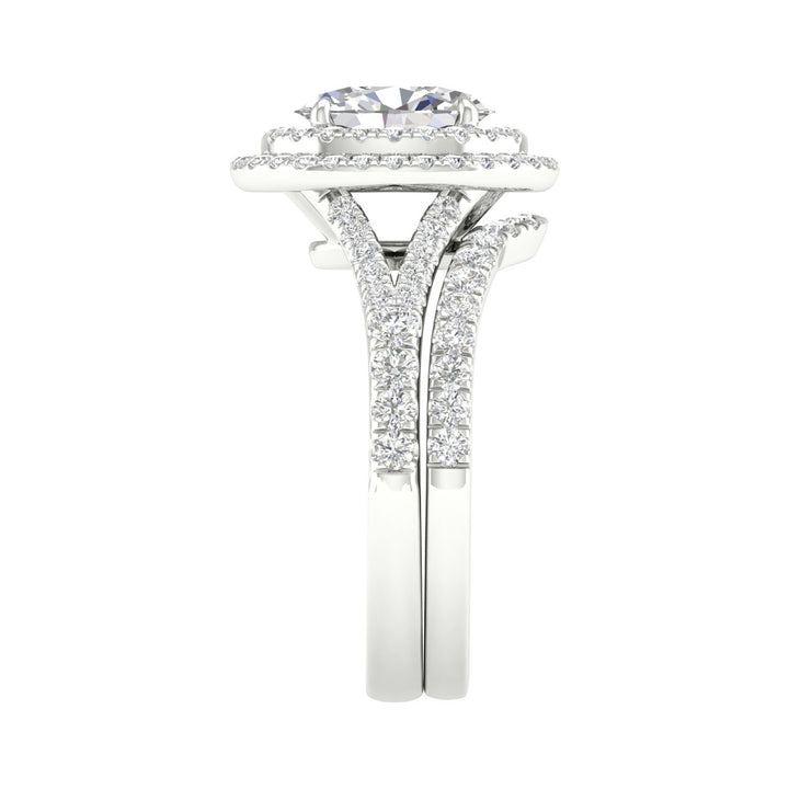 14K White Gold 1.75CT Lab Diamond Bridal Ring Set