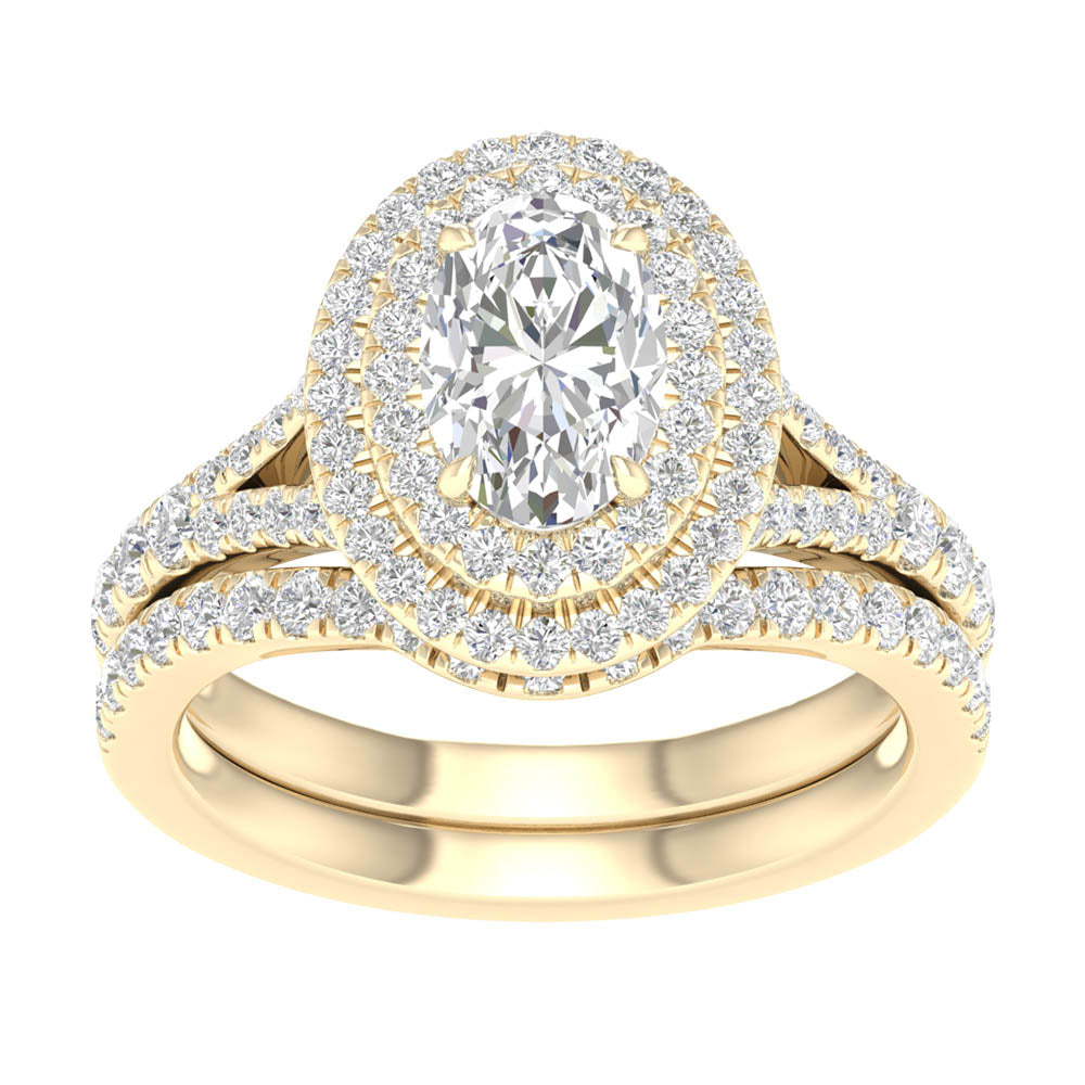 Brilliant 14K White Gold 1.75CT Lab Grown Diamond Bridal Ring