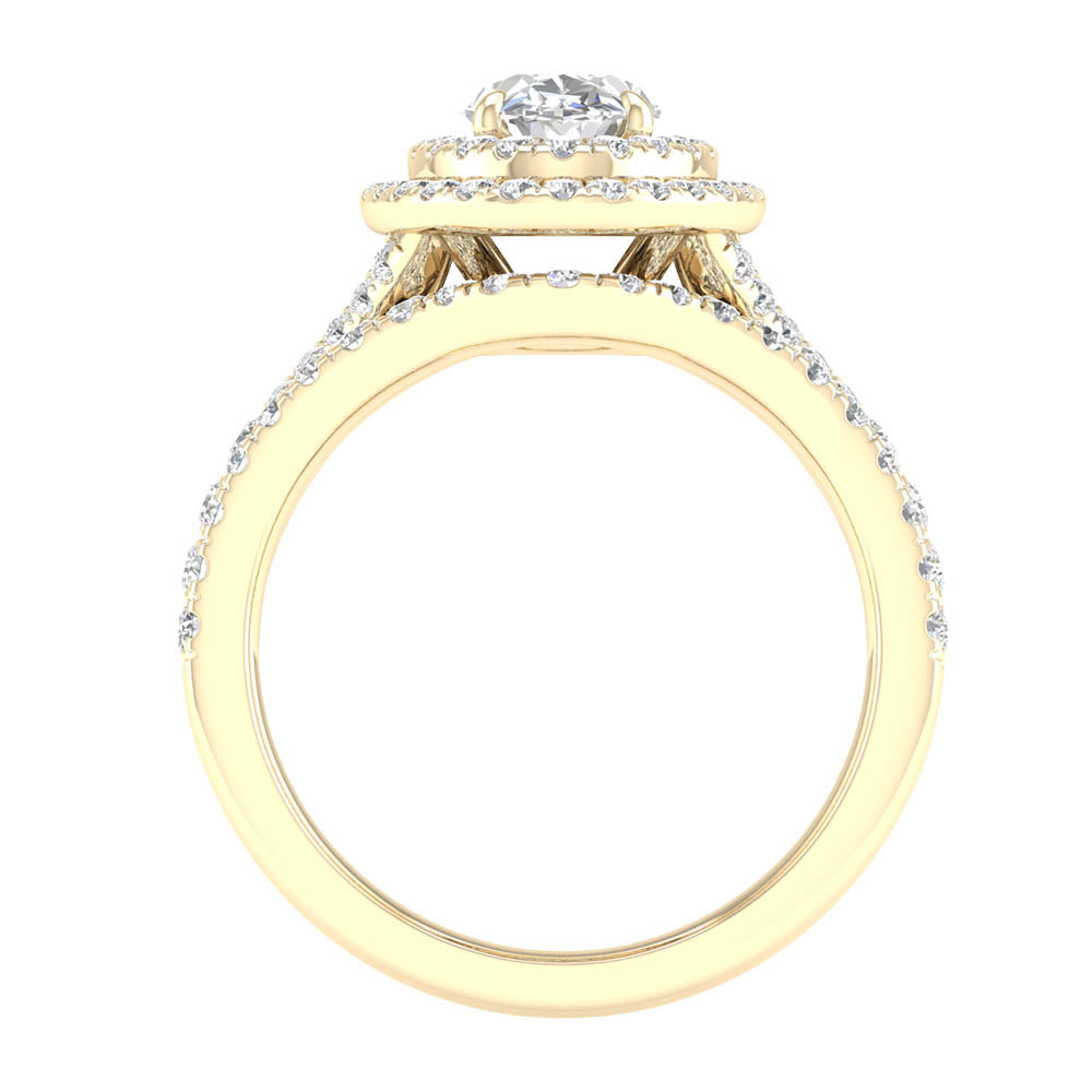 Brilliant 14K White Gold 1.75CT Lab Grown Diamond Bridal Ring