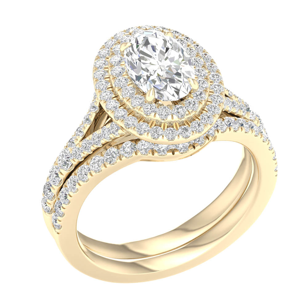 Brilliant 14K White Gold 1.75CT Lab Grown Diamond Bridal Ring