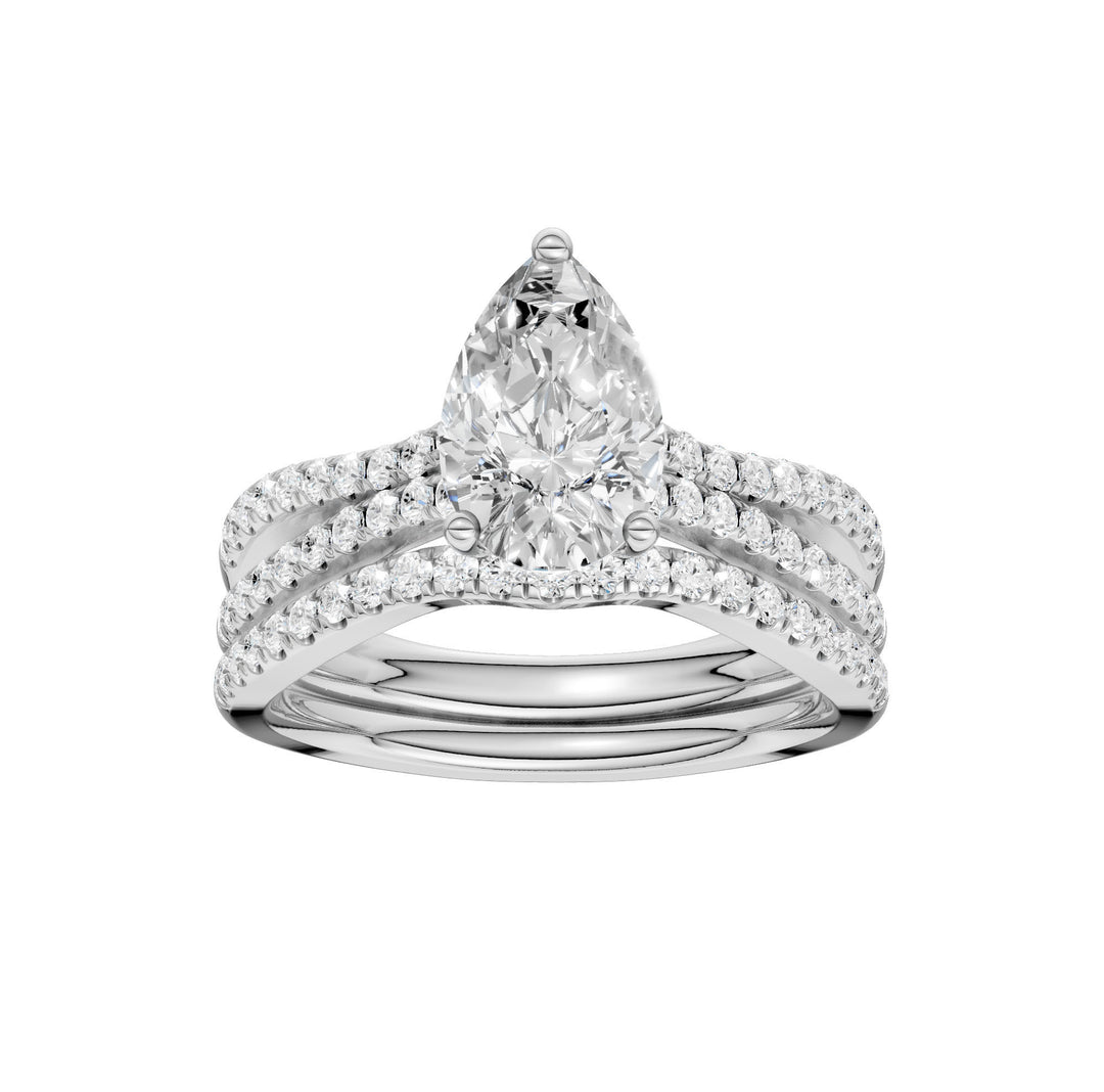 14k White Gold 1.40ct Lab Diamond Bridal Ring Set