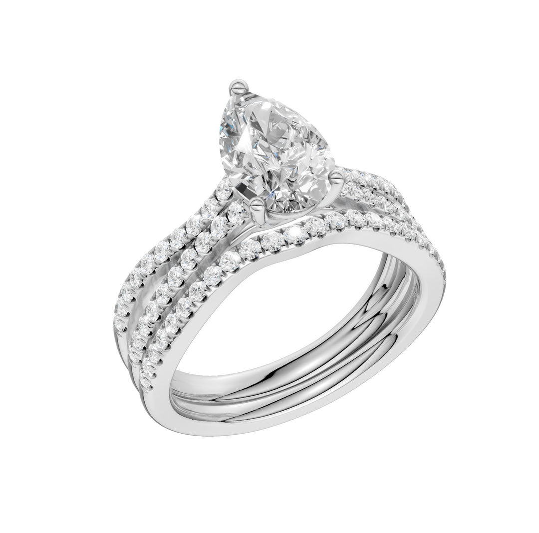 14k White Gold 1.40ct Lab Diamond Bridal Ring Set