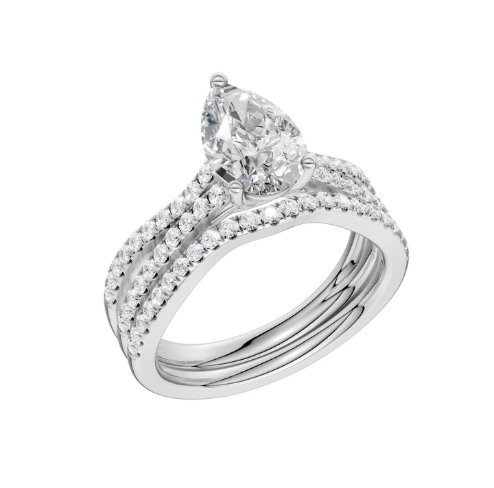 14k White Gold 1.40ct Lab Diamond Bridal Ring Set
