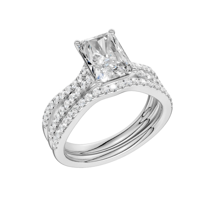 14k White Gold 2.40CT Lab Grown Diamond Bridal Ring Set